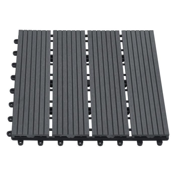 Baldosas de jardín de madera compuesta Schramberg - EN.CASA - 30 x 30 cm - Gris oscuro - Paquete de 11