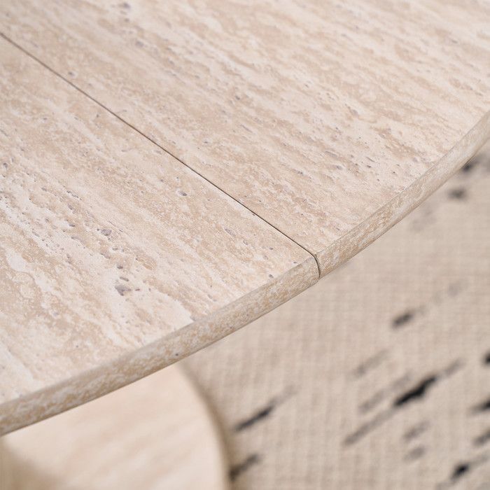 Mesa de comedor - Diseño moderno - Cilíndrica - MDF - Beige claro - 115x75cm