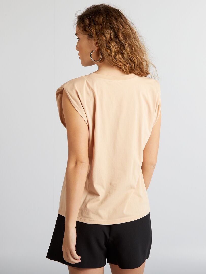 Camiseta com ombreiras - BEGE