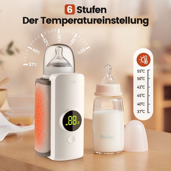 Chauffe-biberon électrique portable, Chauffe-biberon mobile pour bébé 6000mAh, isolation 48 h Chauffe-biberon de voyage