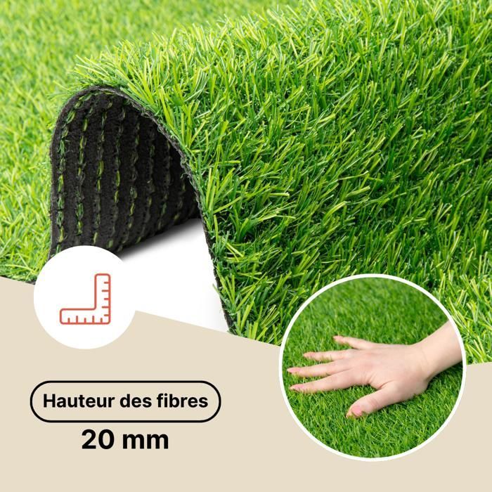 TAPISO Natural Deluxe Synthetic Grass Carpet Artificial Lawn Terrace Balcony Garden Green Thickness 20 mm 200 x 160 cm