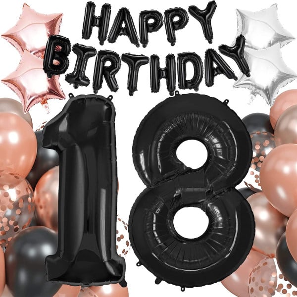 Balony na 18 urodziny zestaw 53 szt. napis happy birthday