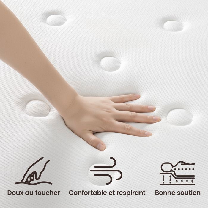 BedStory Matelas 90x190x30 cm à Ressorts , Mousse à Mémoire de Forme, Silencieux, Antidérapant, 7 Zones de Soutien
