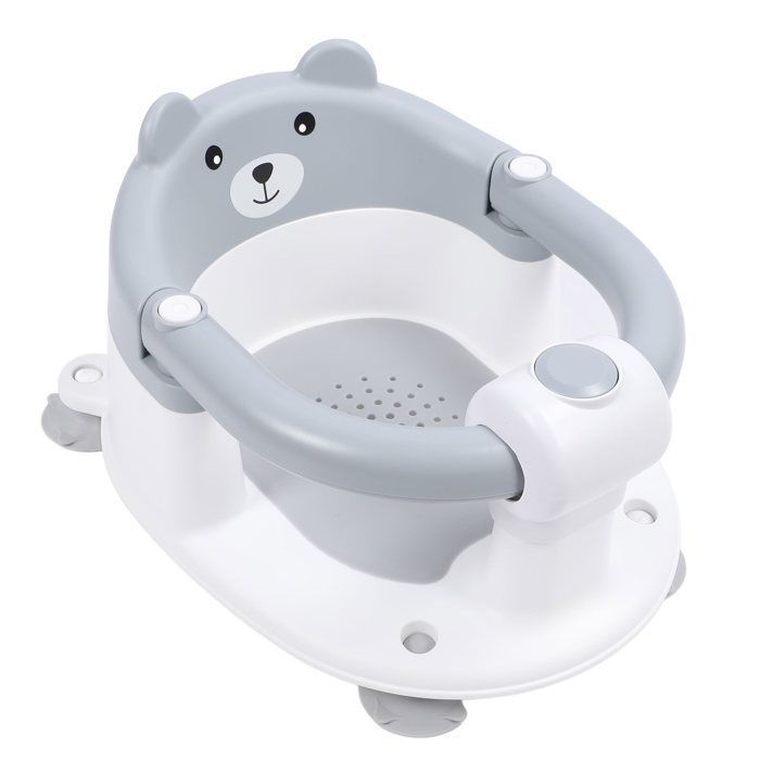 Asiento de baño para bebé OMABETA, silla de baño antideslizante para bebés, asiento para bebés, taburete para guardería, gris.