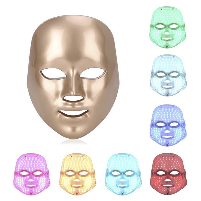DAM Seven-Color Photonic LED Mask. Facial care, anti-aging, skin rejuvenation. 19x13x23 cm. Color: Gold