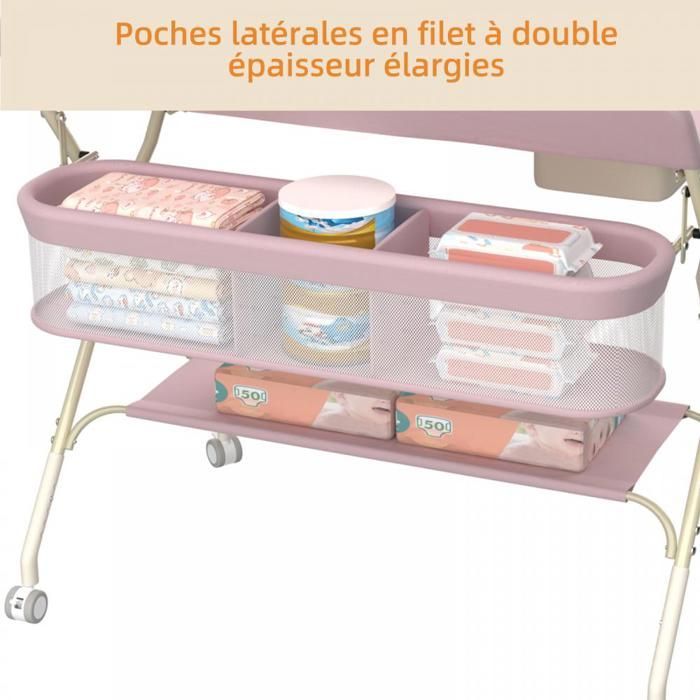 Cambiador plegable MIPAN - Cambiadores para bebés y recién nacidos - Altura ajustable - Con bolsa de almacenamiento - Rosa