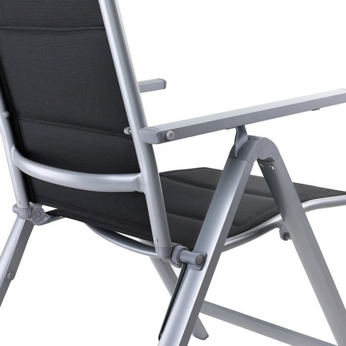 Set de 4 chaises de jardin aluminium dossier réglable 8 positions rembourrage max. 120kg chaise à dossier haut chaise pliante