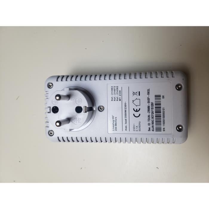 PRISE CPL ORANGE LIVEPLUG HD+ LIVEBOX BOX DECODEUR TV TELE TELEVISION SERVEUR 200 Mbps