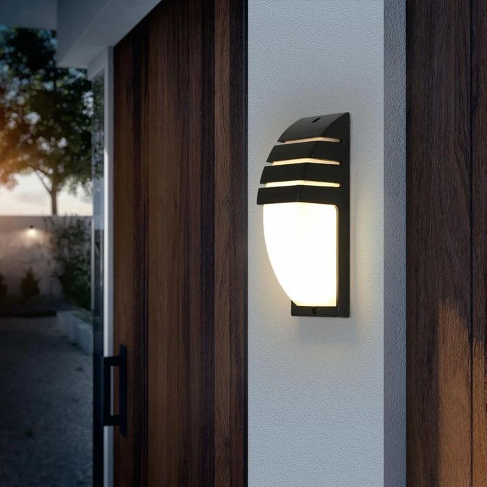 Aplique de pared LED impermeable para exteriores/interiores DELIPOP IP65, aplique de pared para patio, jardín, terraza, 2 piezas, 12 W - Negro