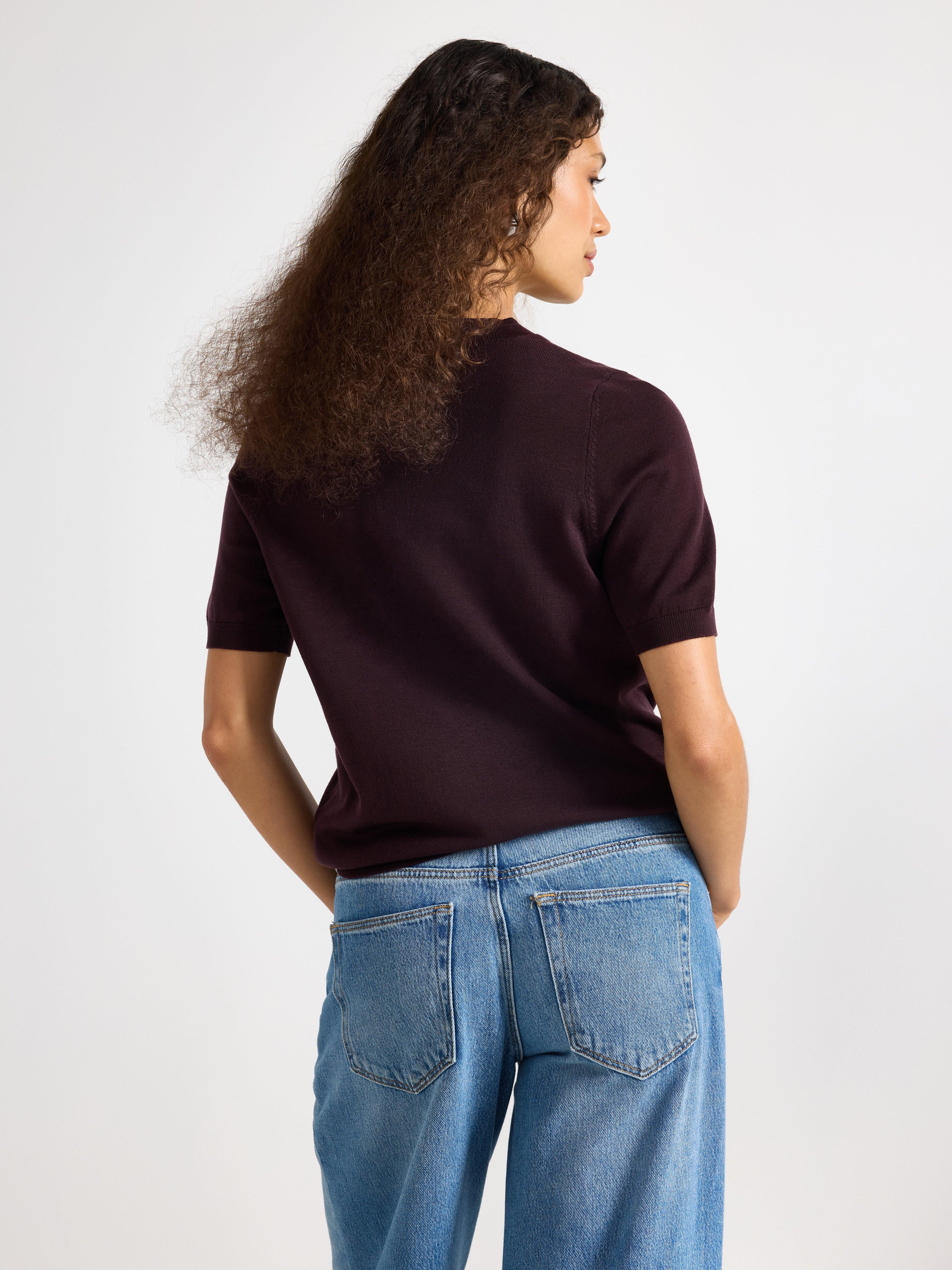 Finstickad top Dark Dusty Red