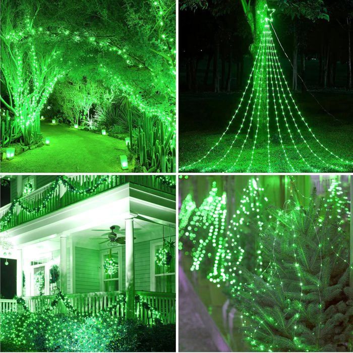 Lot de 2 guirlandes lumineuses solaires d'extérieur - 12 m - 120 LED - Étanche - 8 modes - Guirlande lumineuse solaire décorative