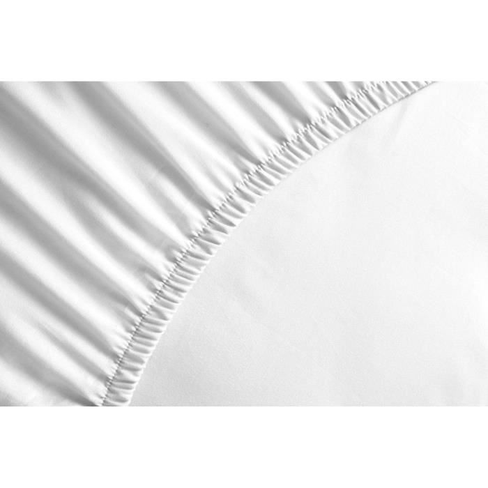 Sábana bajera ajustable - HOME LINGE PASSION - HP71772 - 180 x 200 cm + bolsillo profundo de 30 cm - Microfibra - 82 g - Blanca