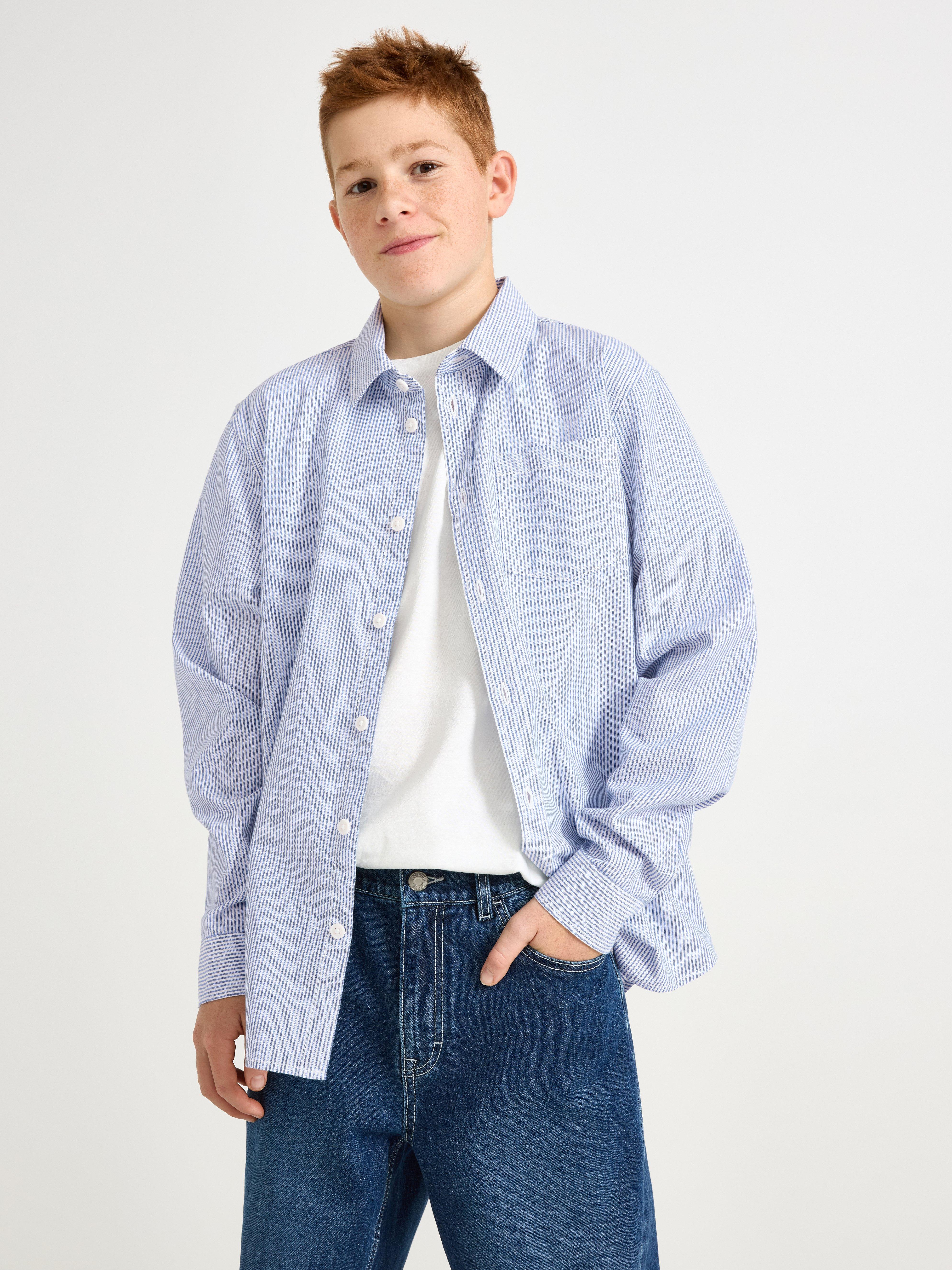 Camisa oxford listrada azul