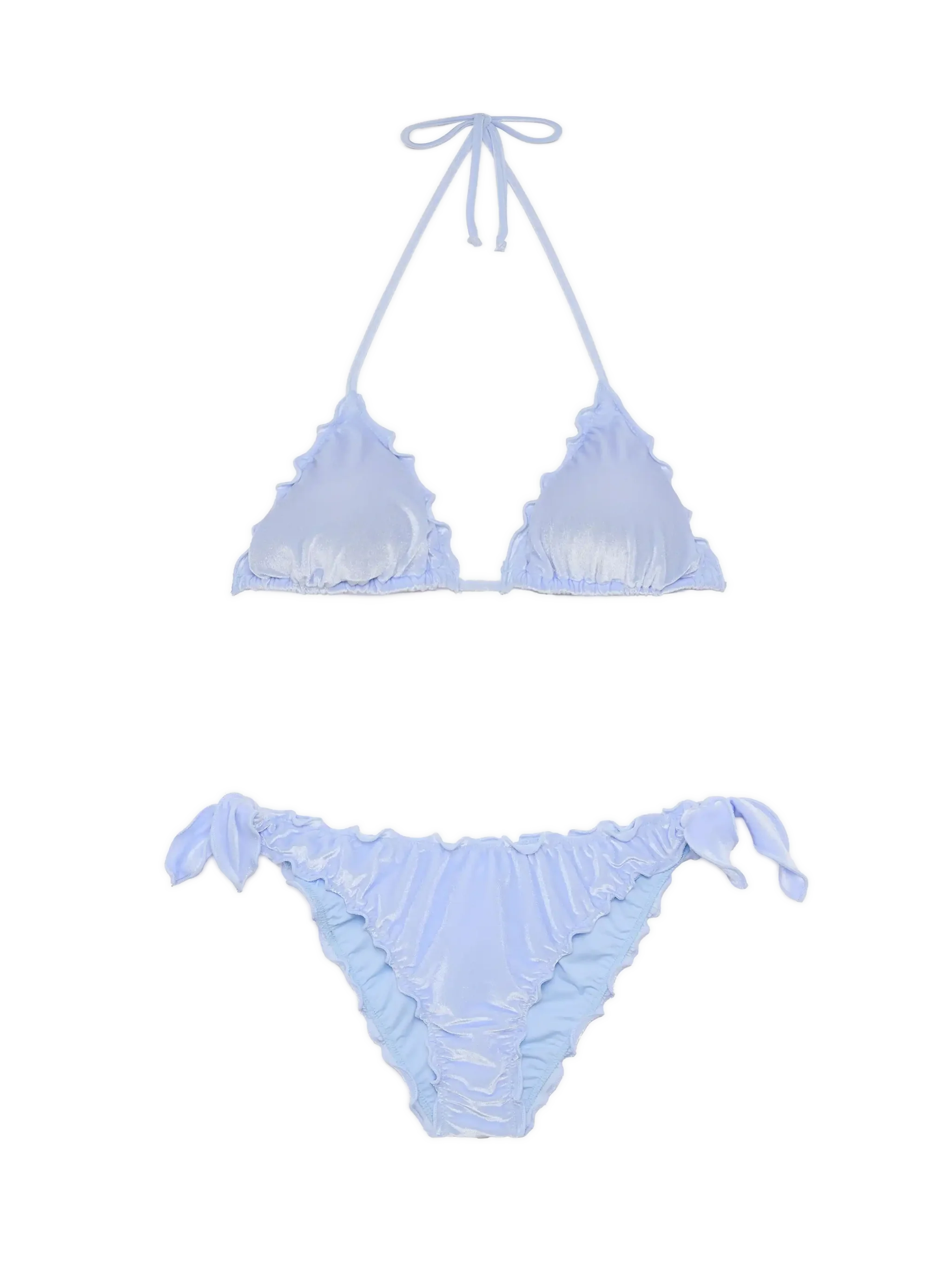 Bikini a triangolo classico Sagittarius Moon in velluto azzurro chiaro