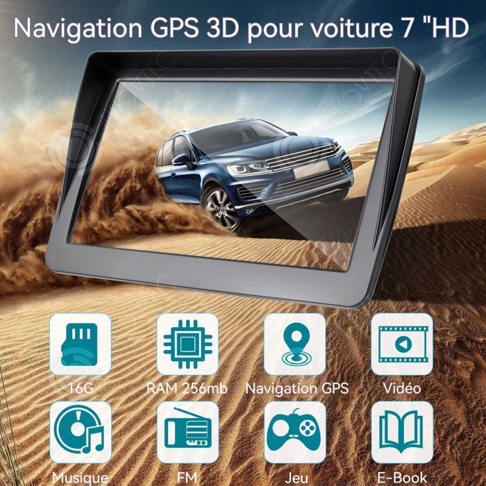 GPS para coche INN con pantalla táctil de 7 pulgadas, sistema de navegación de vídeo portátil para coche, ajustable para múltiples ángulos, navegación para motocicletas.