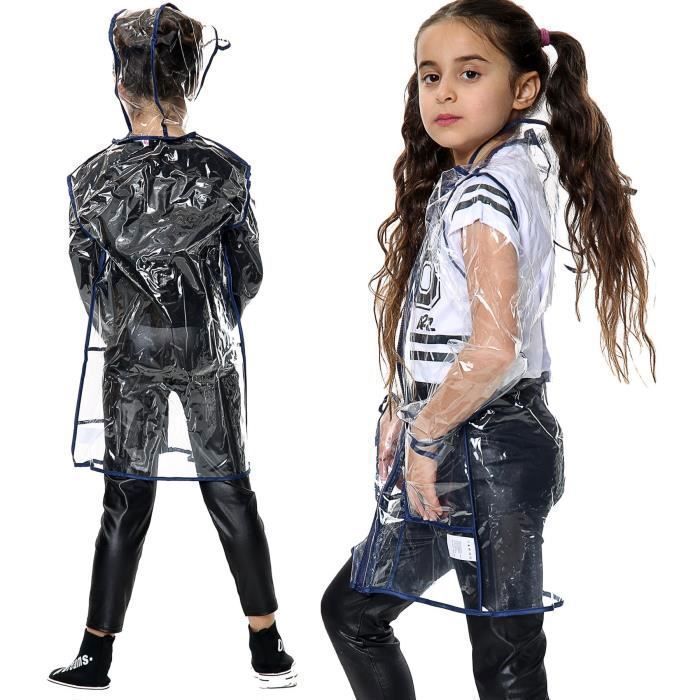 Impermeable azul marino de EVA para niñas, transparente, edades de 5 a 13 años.