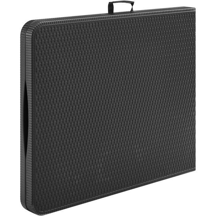 Mesa de recepción plegable - TERRANOVA - Negra - Estructura de acero y tablero de polietileno HDPE - 8 personas - 180 x 74 x 73,5 cm