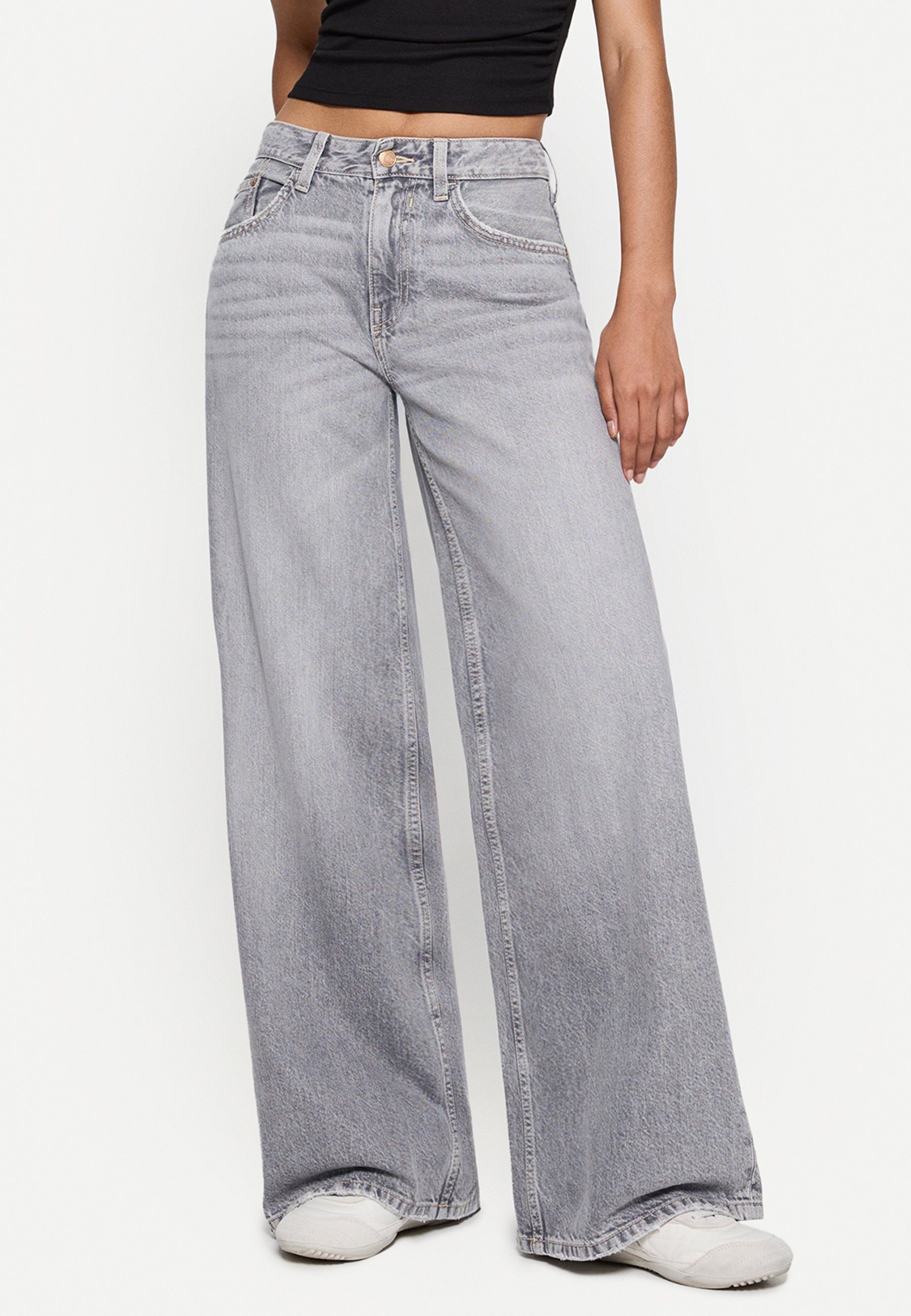Bershka WIDE-LEG - Jambes larges - gris