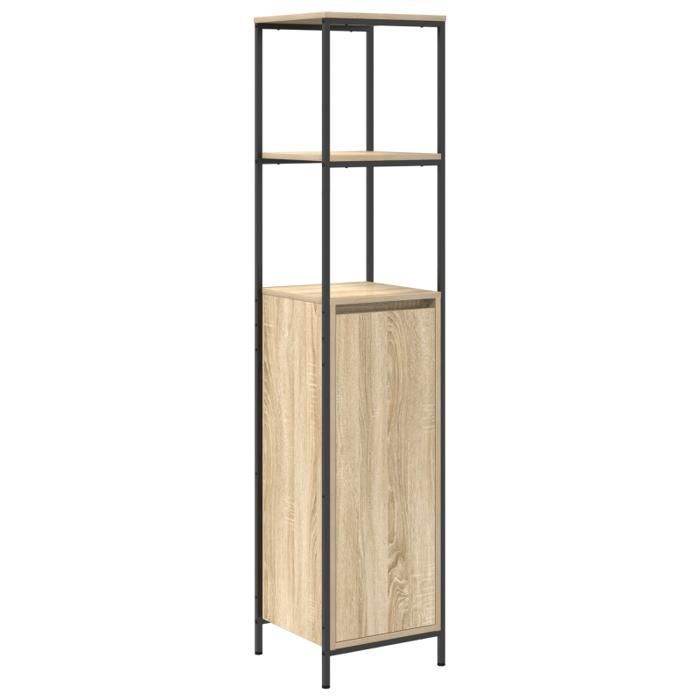 Conjunto de muebles de baño - Roble Sonoma - 5 piezas - Estilo contemporáneo - Fácil montaje
