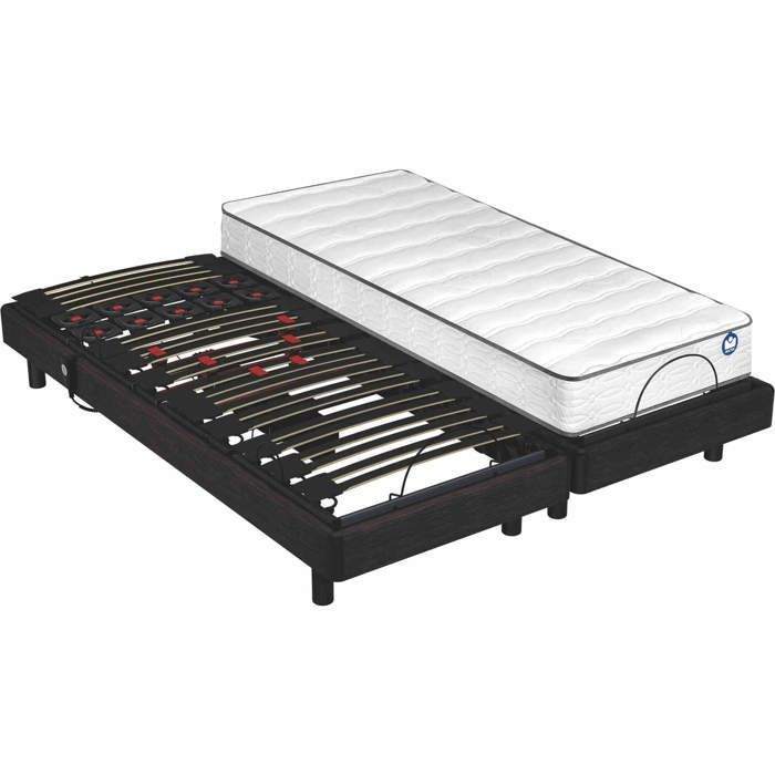 BULTEX 160x200 (2x80x200) adjustable bed base - 5 articulated, ergonomically shaped sections - Wenge cherry finish