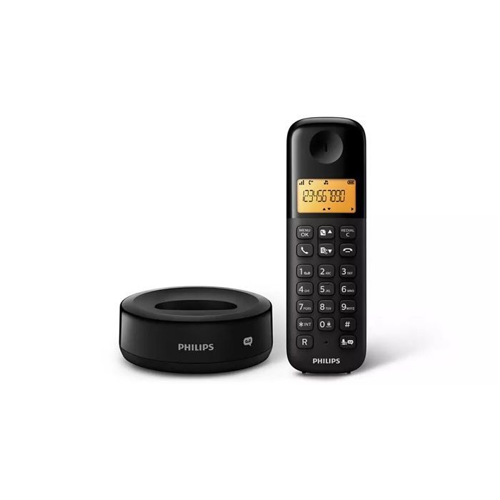 Telefono cordless - PHILIPS - D1651B/01 - DECT - Nero - Schermo da 1,6 pollici