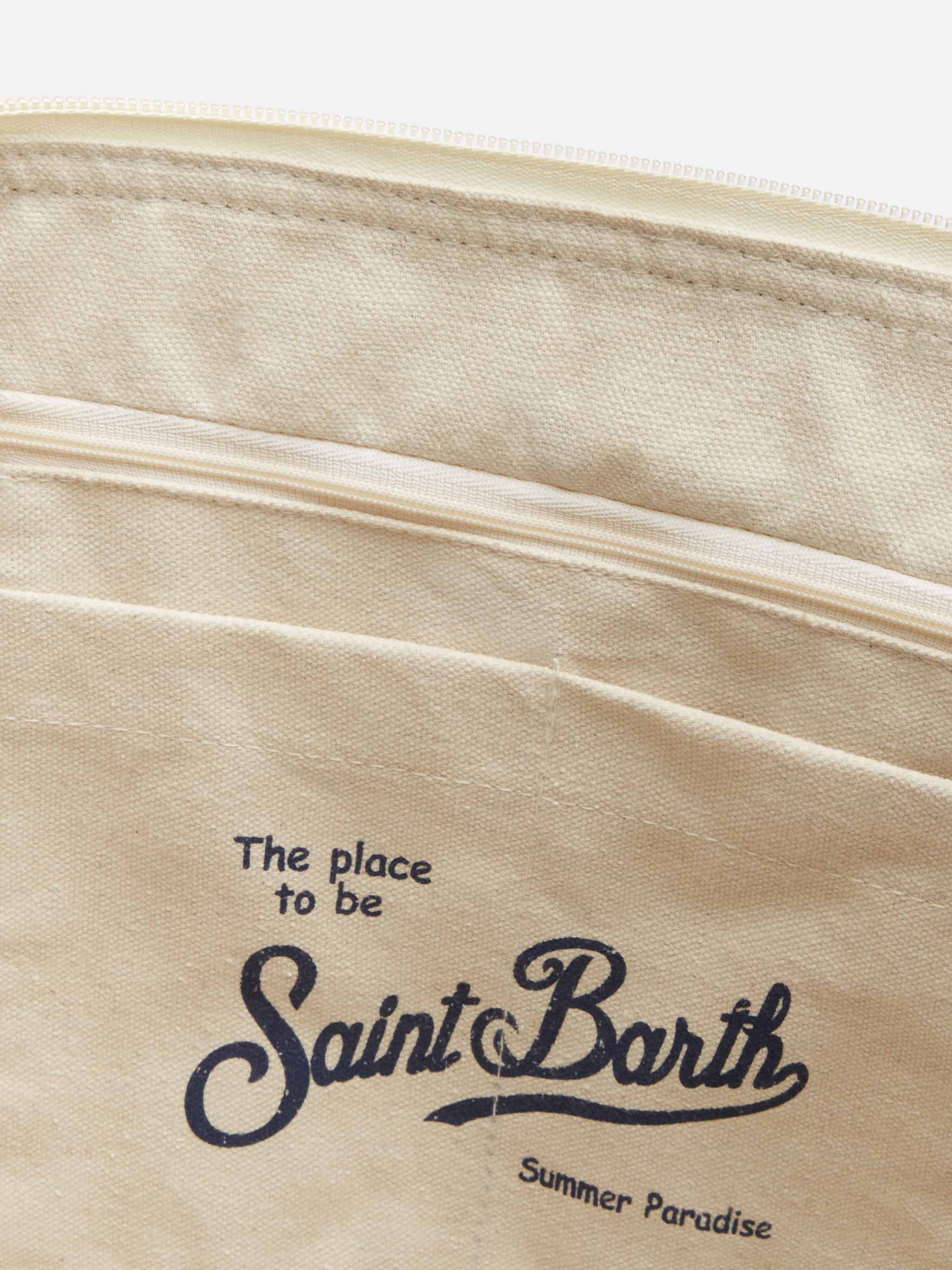 Katoenen reistas | Blauw-wit gestreepte print | Geborduurd St. Barth-logo | 100% katoen | 55 cm x 30 cm x 30 cm | MC2 Saint Barth