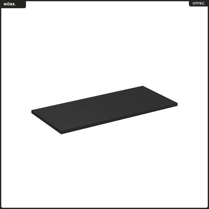 Conjunto de toucador OTITEC - 120 cm - 2 lavatórios - Armário alto incluído - Carvalho Casella - Preto mate - Madeira/MDF