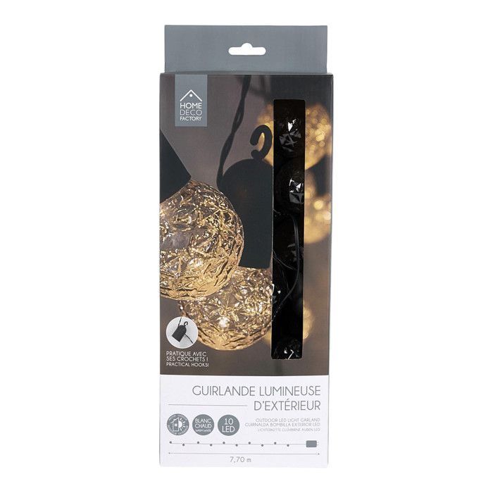Guirnalda de luces exteriores con 10 bombillas LED, 770 cm, transparente