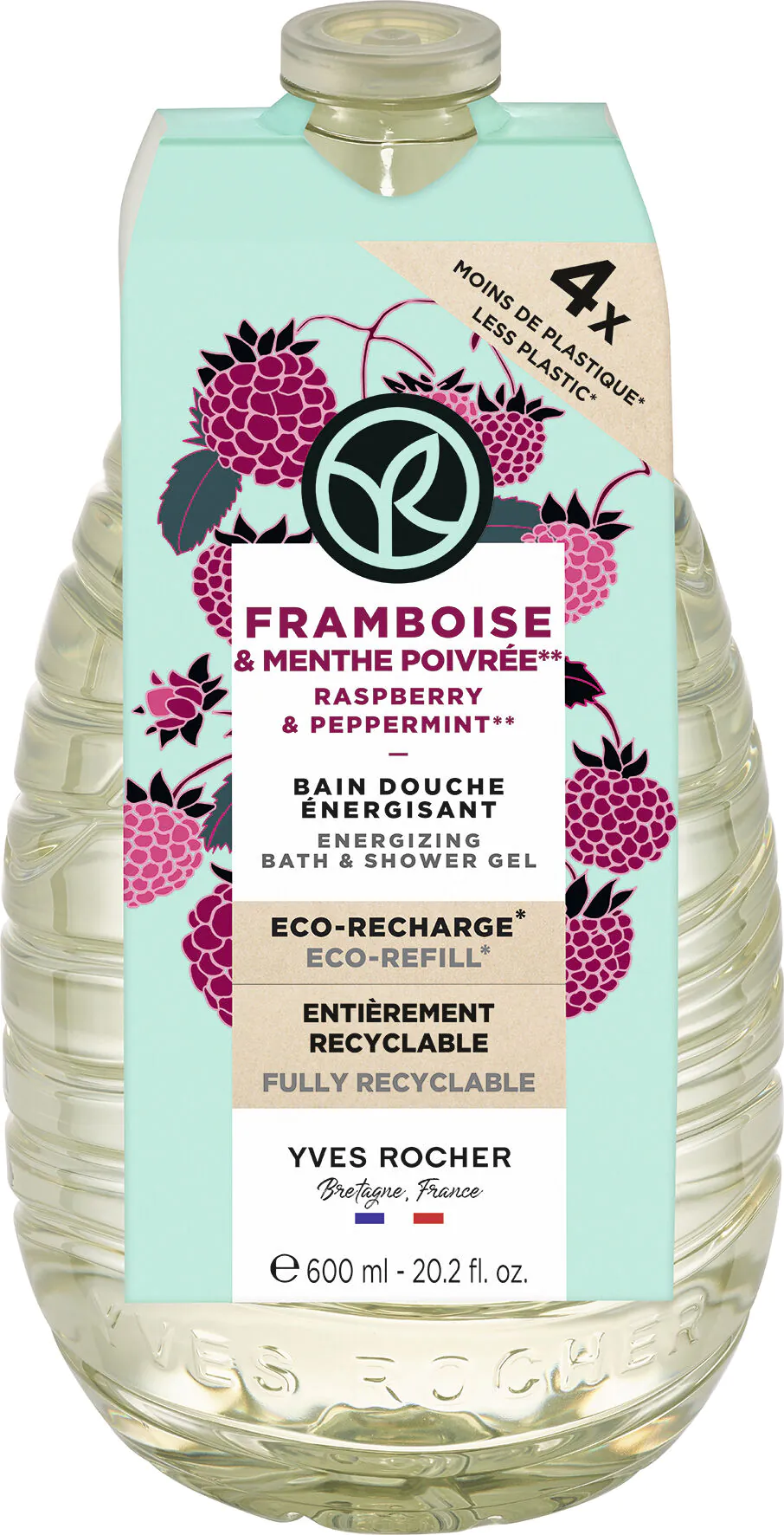 Yves Rocher Malina & Mięta Żel pod prysznic i do kąpieli - refill, 600 ml