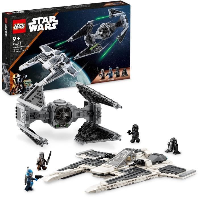 LEGO Star Wars 75348 Mandalorian Fang Fighter vs. TIE Interceptor, Spaceship Toy