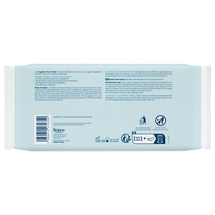 Biolane Reinwasser-Feuchttücher, 3er-Pack (insgesamt 60 Tücher)