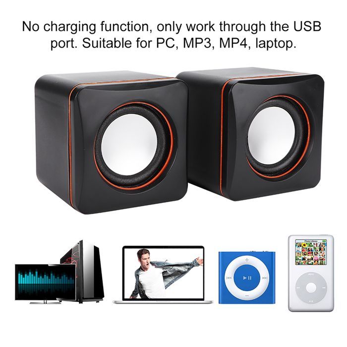 Mini Cube USB stéréo 3,5 mm Jack haut-parleur filaire pour ordinateur de bureau, ordinateur portable (double piste) -SALALIS