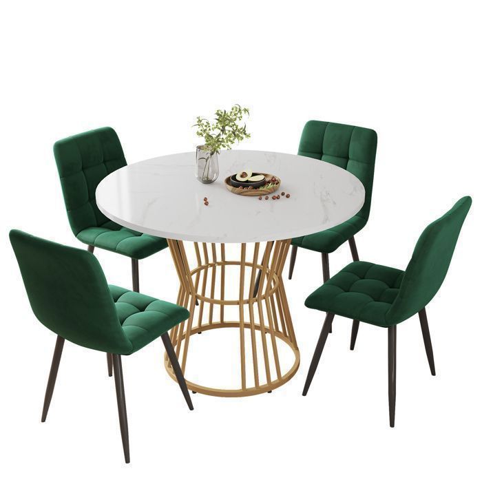 Set de table à manger (5 pièces) avec 4 chaises, table de cuisine de 100 cm de diamètre.