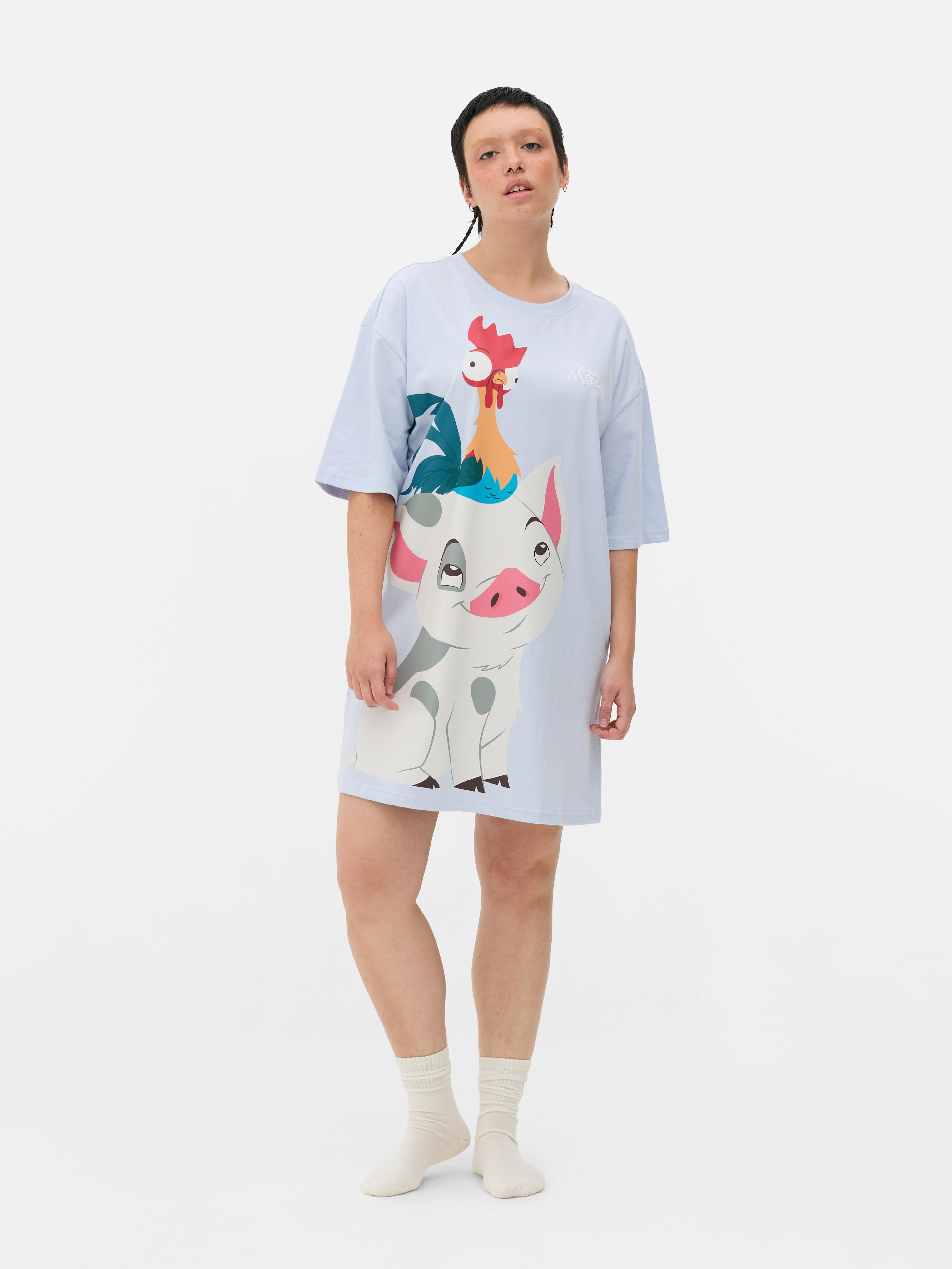 Tricou de somn Disney Moana Un tricou de somn cu mâneci scurte, umeri căzuți și personaje Disney Moana