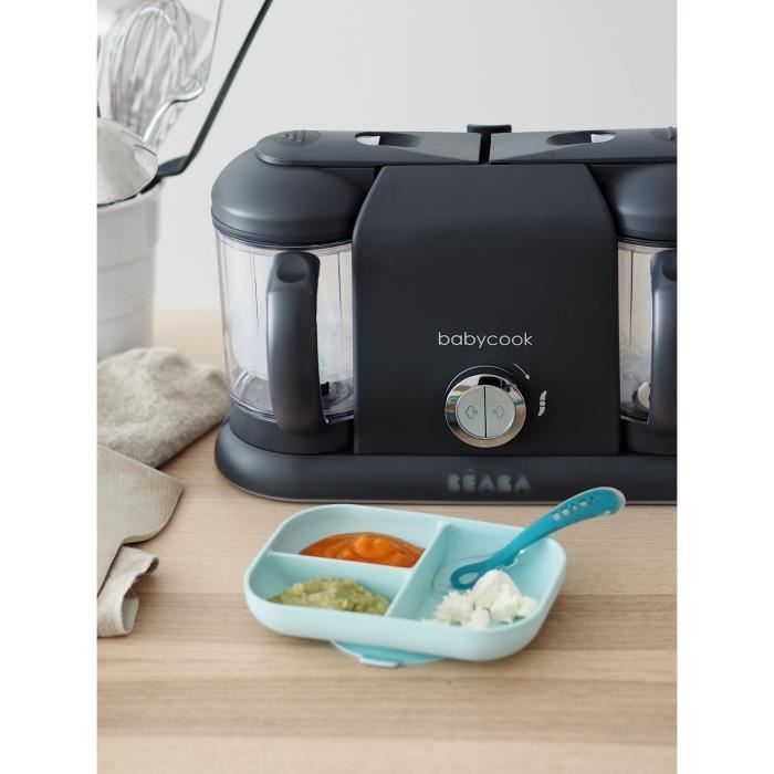 BÉABA - Babycook Duo - Robot da cucina 4 in 1 per pappe, frullatore e cuocipappe - Cottura a vapore rapida - Capacità XXL 2200 ml - Grigio scuro