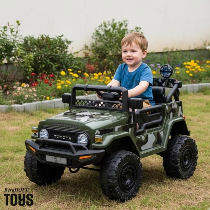 TOYOTA FJ Cruiser Auto elettrica per bambini 12V - Nera - Età 1-6 anni - Licenza ufficiale - Pneumatici in EVA - Bluetooth - 30 kg
