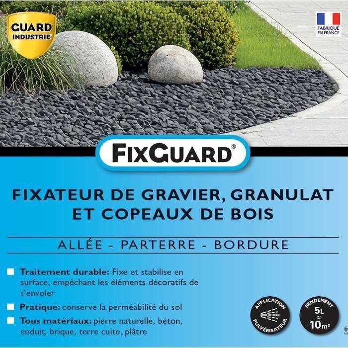 FixGuard - Gravel and Wood Chip Fixing Bond - No More Raking - Fixes Loose Stones for 3 Years - Leaf Blower Resistant - 5L - 10m²