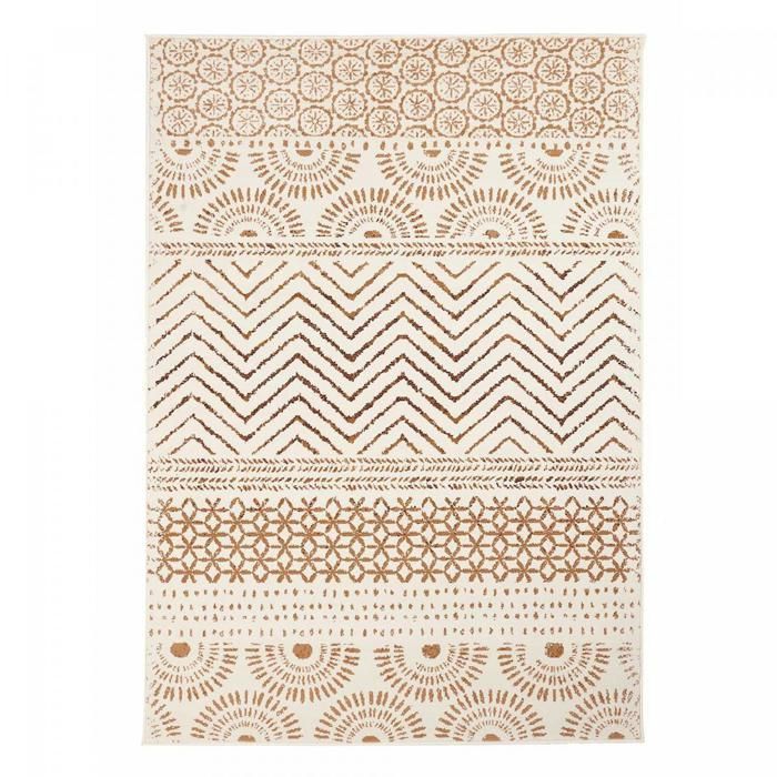 Tapete berbere 80x150 com padrão étnico tecido LYN1 ORIENVAG creme