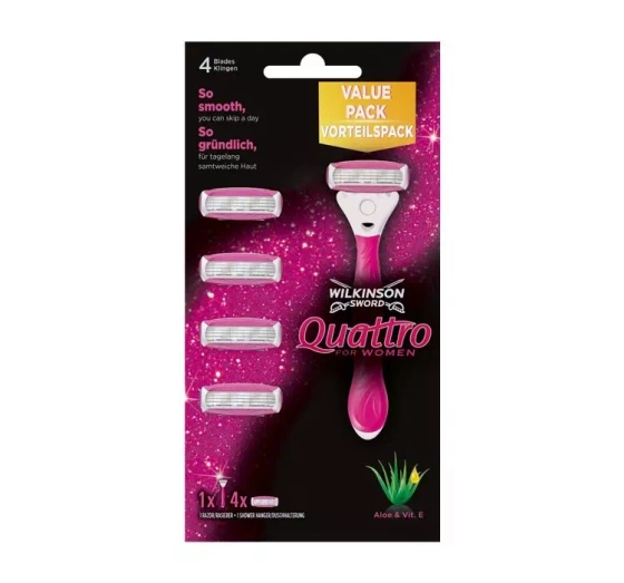 Wilkinson Sword Quattro maszynka do golenia dla kobiet rączka   5 wkładów