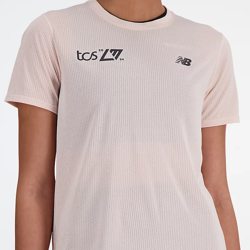 Koszulka damska London Edition NB Athletics z krótkim rękawem – KWARCOWY RÓŻ MELANŻ