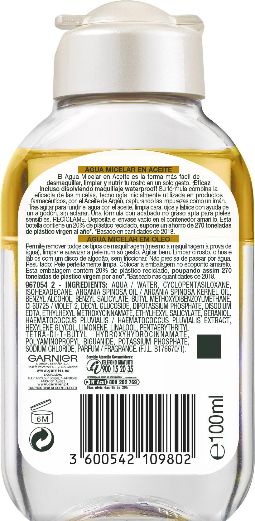 Micelarna voda Skin Active v olju Olja za odstranjevanje ličil