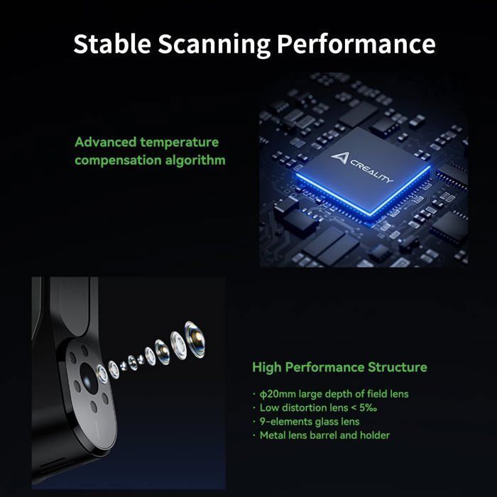 Creality CR-Scan Raptor Scanner 3D pour impression 3D, précision 0,02 mm, vitesse de 60 fps, prise en charge d'objets de 5 à 2000