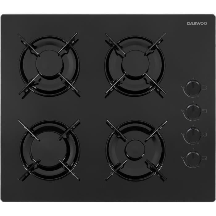 Placa de gas - DAEWOO - 4 quemadores - 60 cm - BH6GKR40BNL - Negra