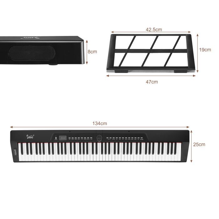 Piano - LALAHO - Piano digital de 88 teclas con auriculares, soporte, MIDI y funciones Bluetooth.