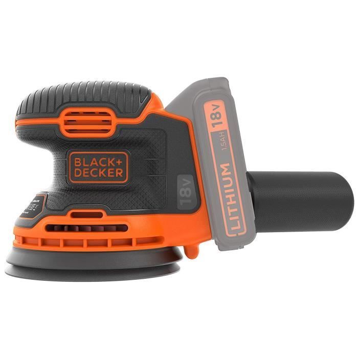 Ponceuse excentrique sans fil - BLACK+DECKER - BDCROS18N-XJ - 18V - 125mm - avec 3 abrasifs - sans batterie