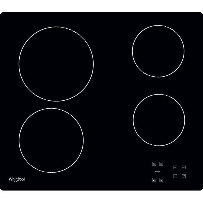 WHIRLPOOL AKT8090NE Ceramic Hob - 4 Zones - 6200W - W58 x D51cm - Black