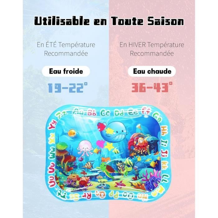 Alfombra de agua grande para bebés de 95x76 cm, XXL, para bebés de 3, 6, 9 y 12 meses, alfombra de juego acuática sensorial inflable.
