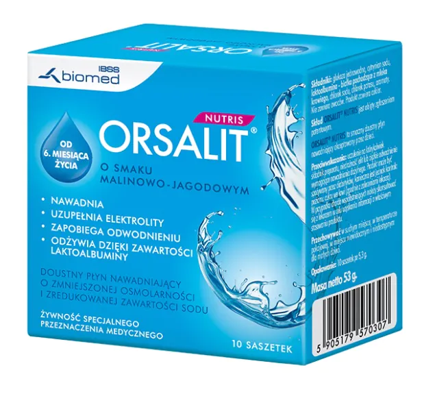 Orsalit Nutris Preparat nawadniający Saszetki Smak malinowo-jagodowy