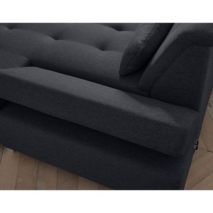 Vermont - Sofá panorámico de esquina izquierda - 7 plazas - XXL - Negro