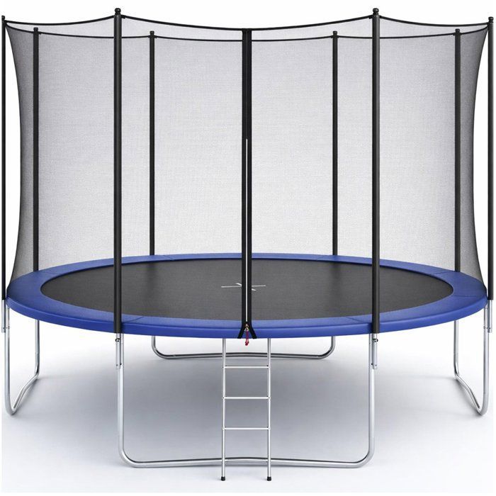 Trampoline KANGUI - BLEU Ø 426‑430 cm – XXL – Enfant – Filet de sécurité et Échelle – Certification CE & NF EN 71–14